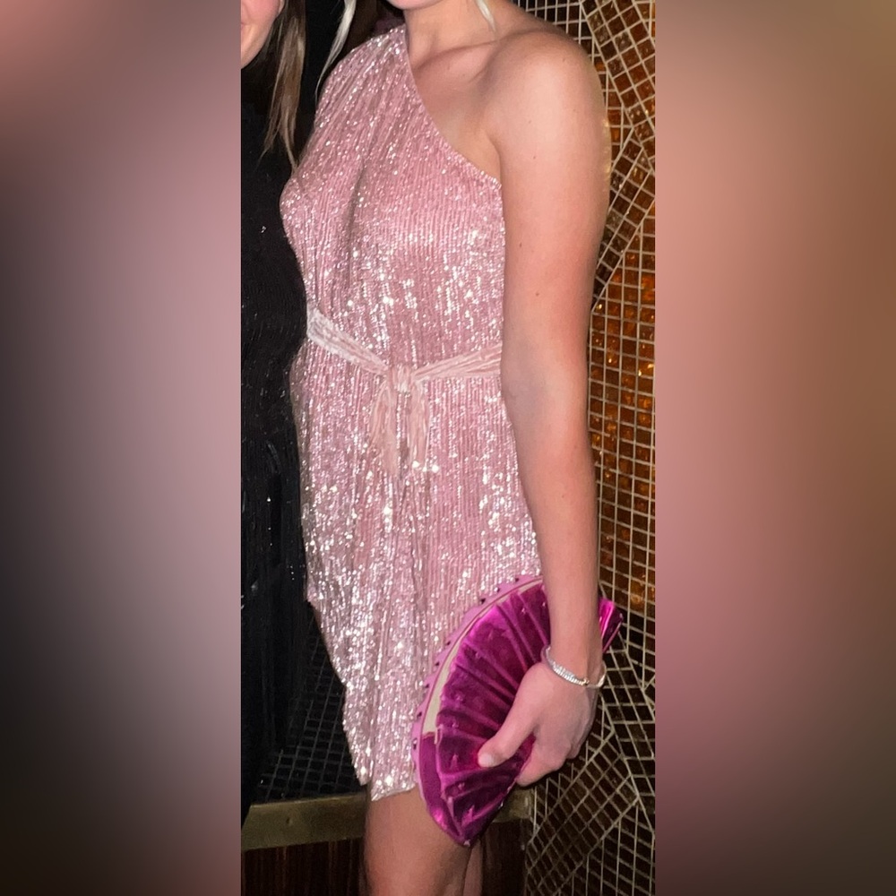 Retrofete One-Shoulder Sequin Dress